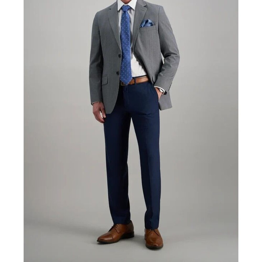 Haggar Premium Comfort Slim Stretch Stria Blue Dress Pants Size 36 x 34 NWT